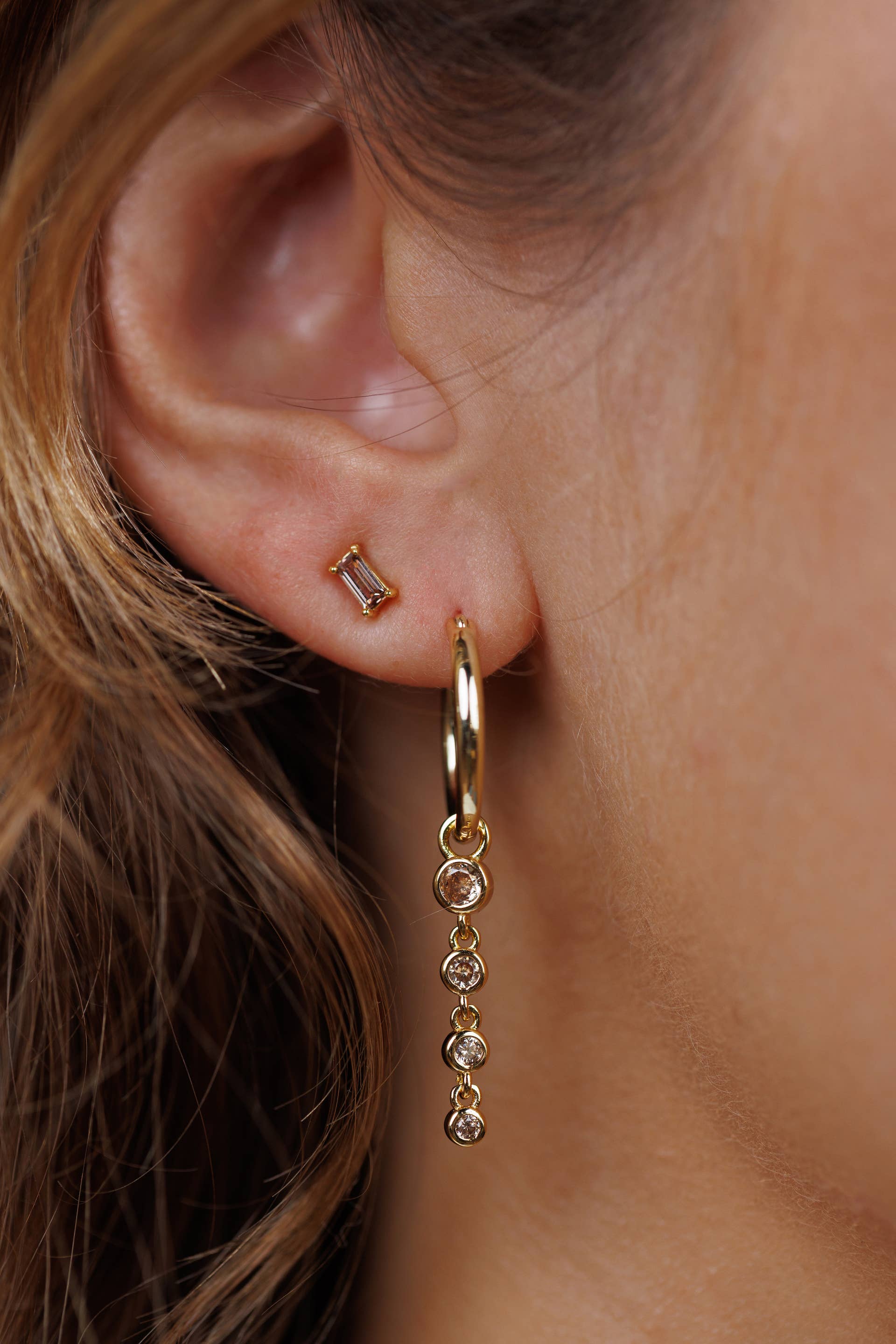 Coffee Baguette Stud Earrings