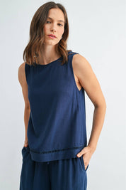 Tessa Trim Detail Linen Blend Tank