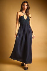 Thea Crochet Bodice Gauze Maxi Dress