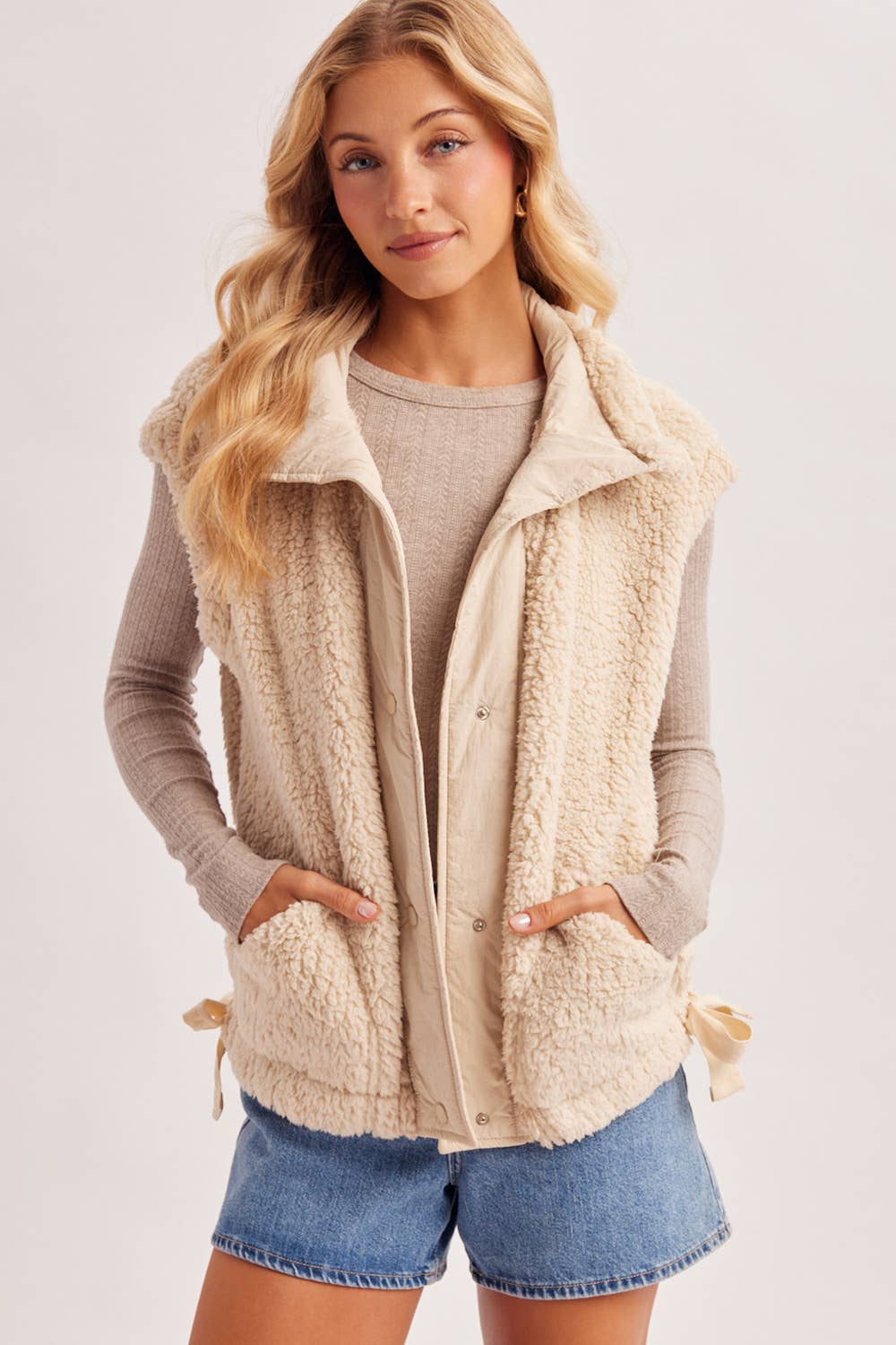 Hana Mock Neck Sherpa Vest