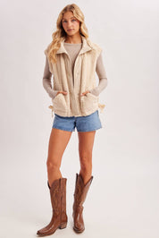 Hana Mock Neck Sherpa Vest