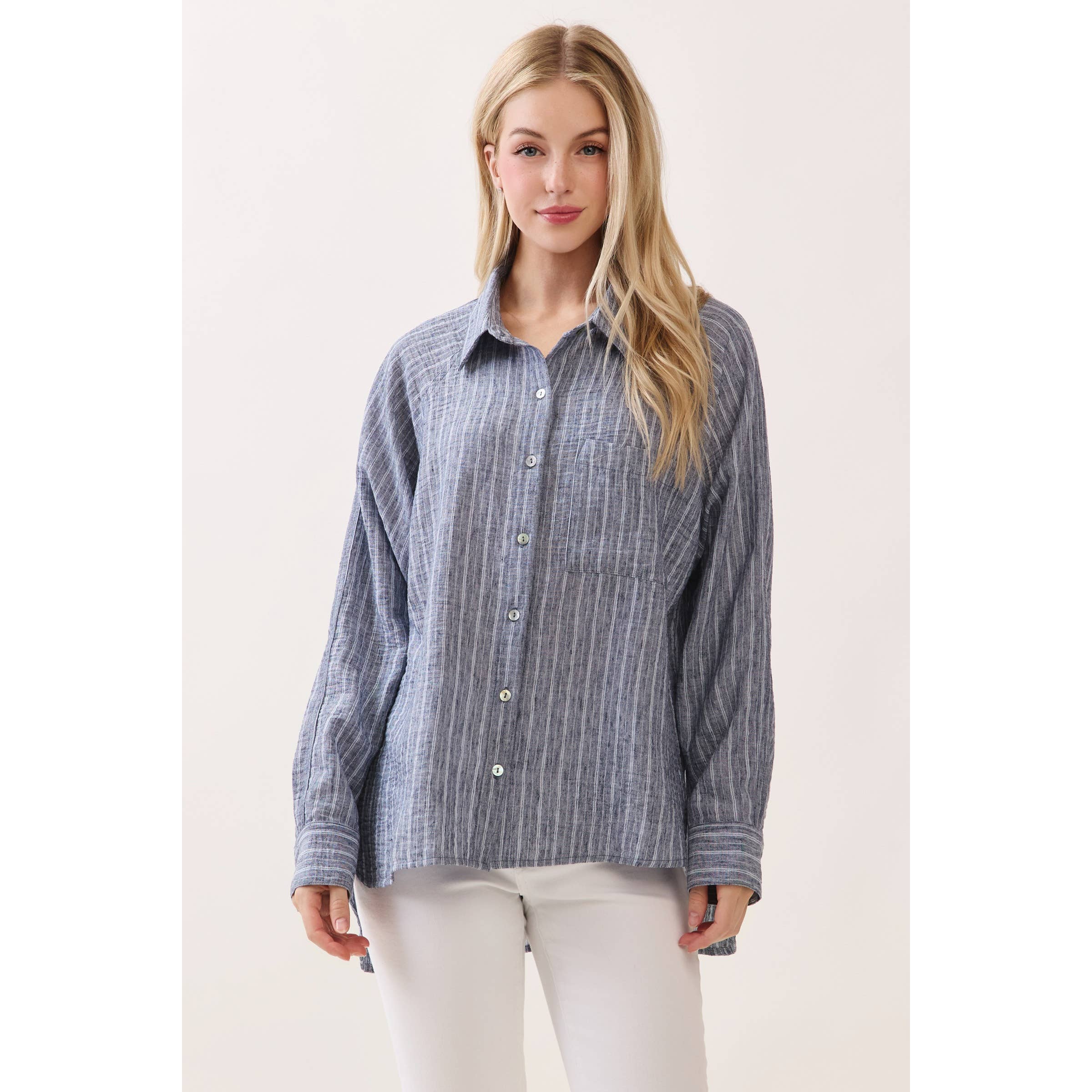 Livia Striped Button-Down Shirt