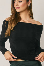 Arden Off Shoulder Rib Knit Sweater