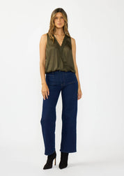 Romy Embroidered Satin Surplice Top