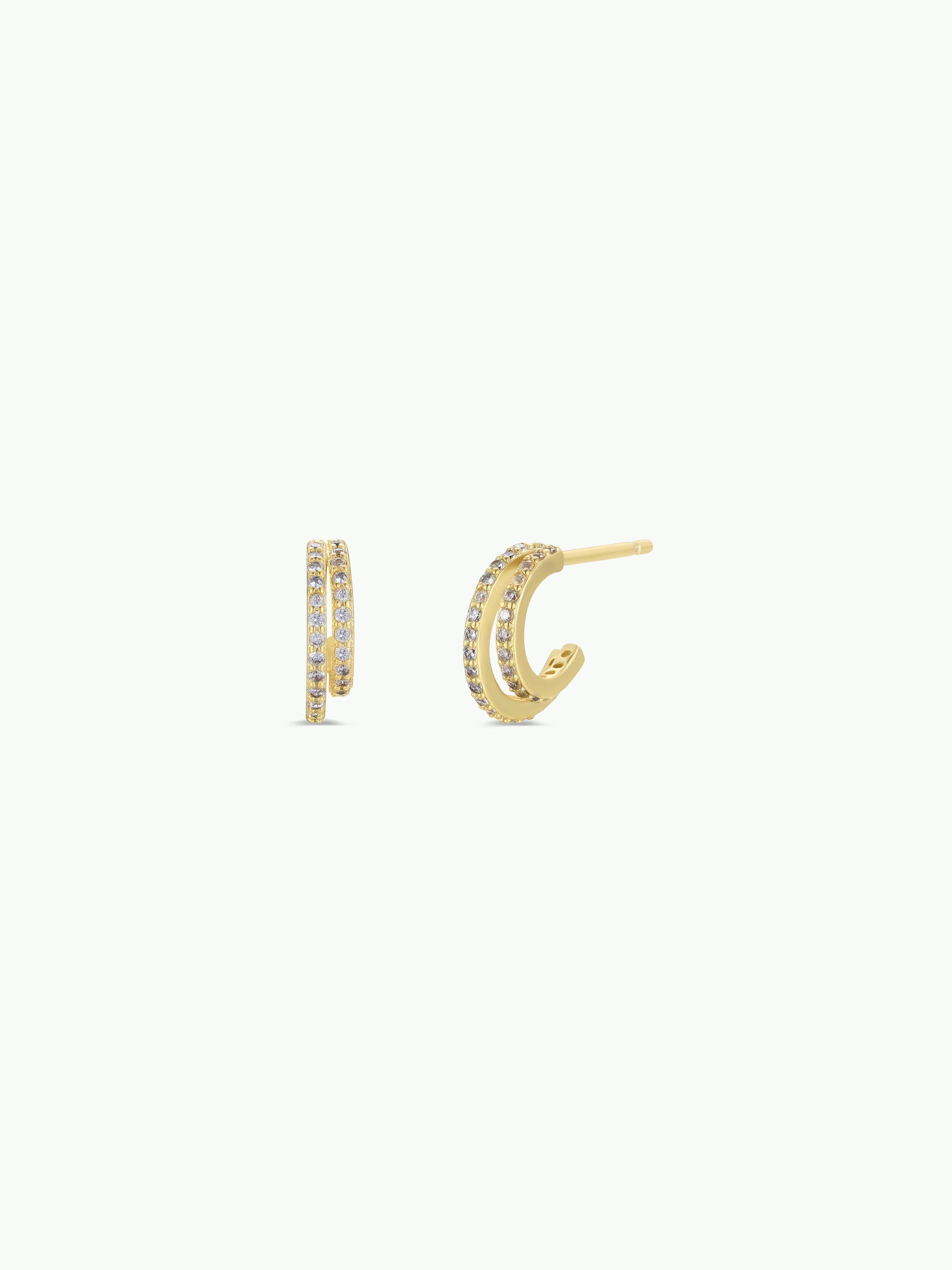 Champagne Pavé Double Hoop Earrings
