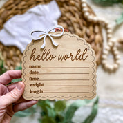 Hello World Birth Stat Sign - Dainty Bow