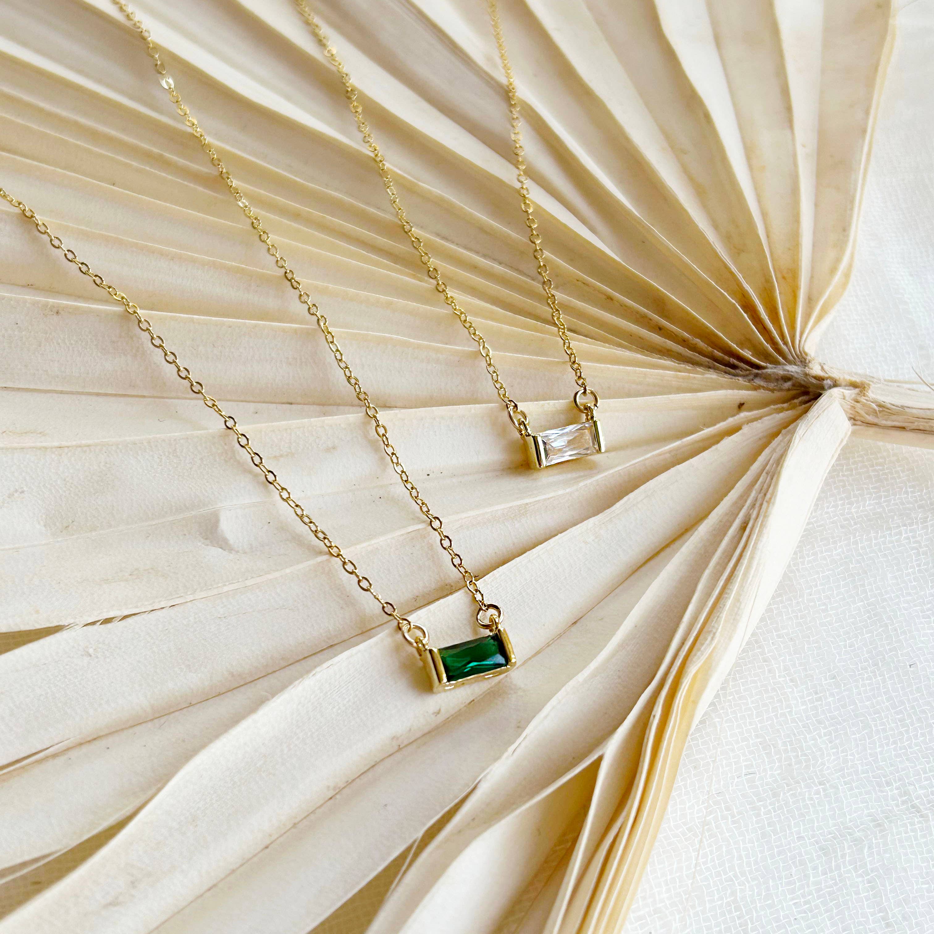 Baguette Crystal Gold Necklace