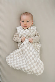 Taupe Checkered Bamboo Sleep Sack