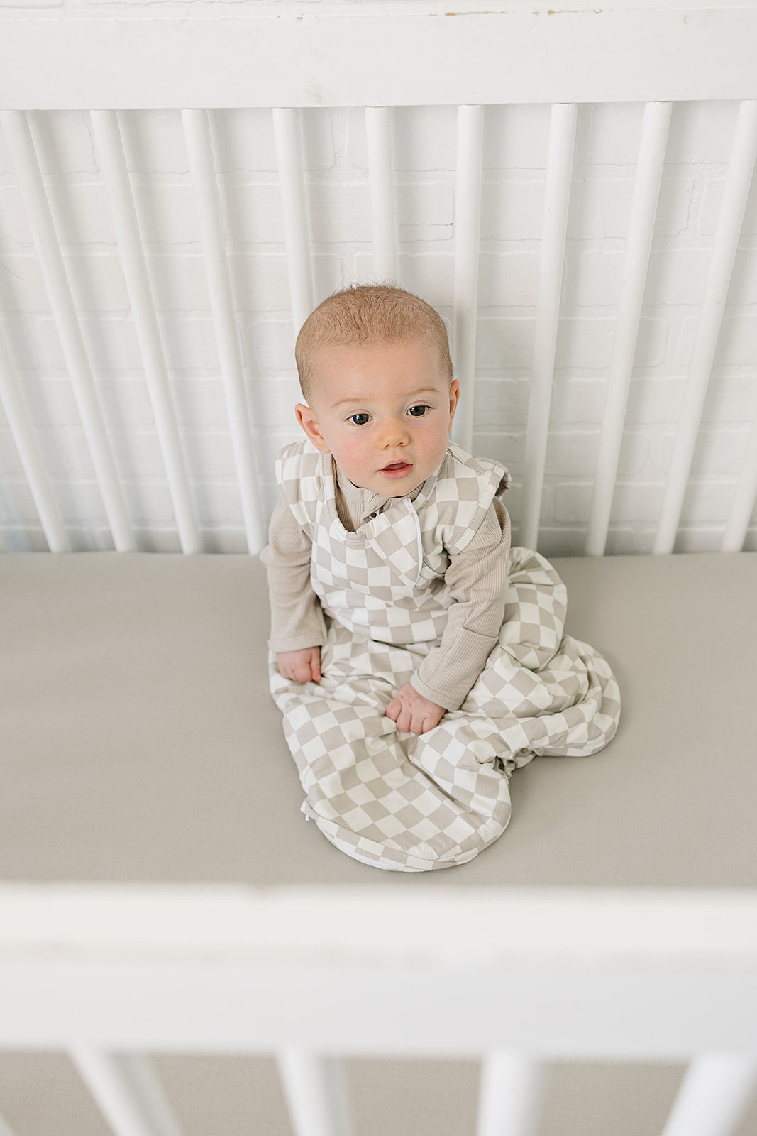 Taupe Checkered Bamboo Sleep Sack