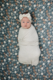 Taupe Stripe Muslin Swaddle Blanket