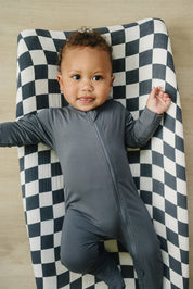 Charcoal Checkered Muslin Changing Pad Cover