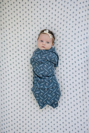 Navy Berry Muslin Swaddle Blanket