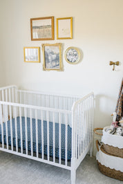 Navy Berry Muslin Crib Sheet