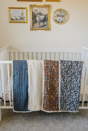 Navy Berry + Cream Berry Lace Muslin Quilt
