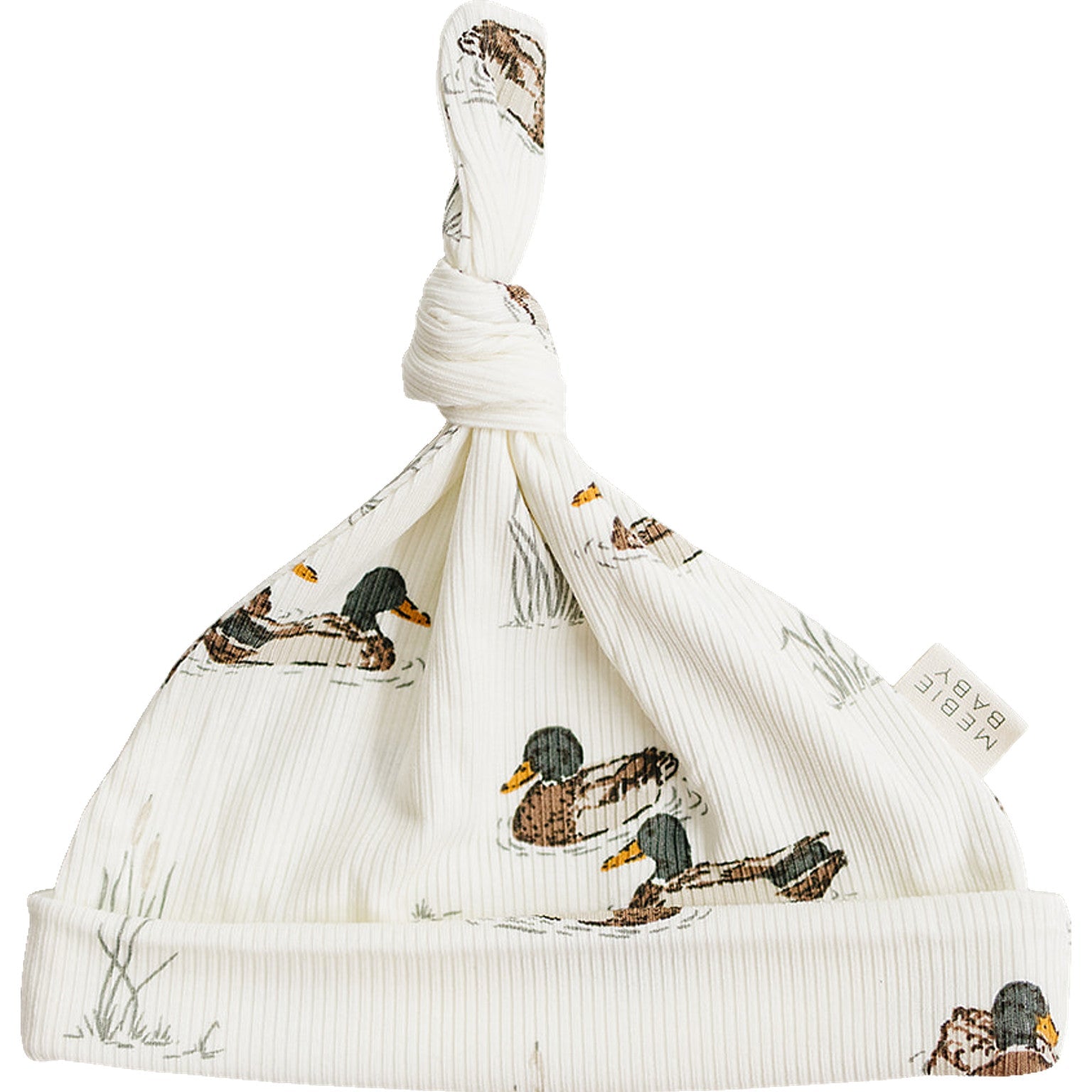 Ducks Ribbed Bamboo Newborn Knot Hat