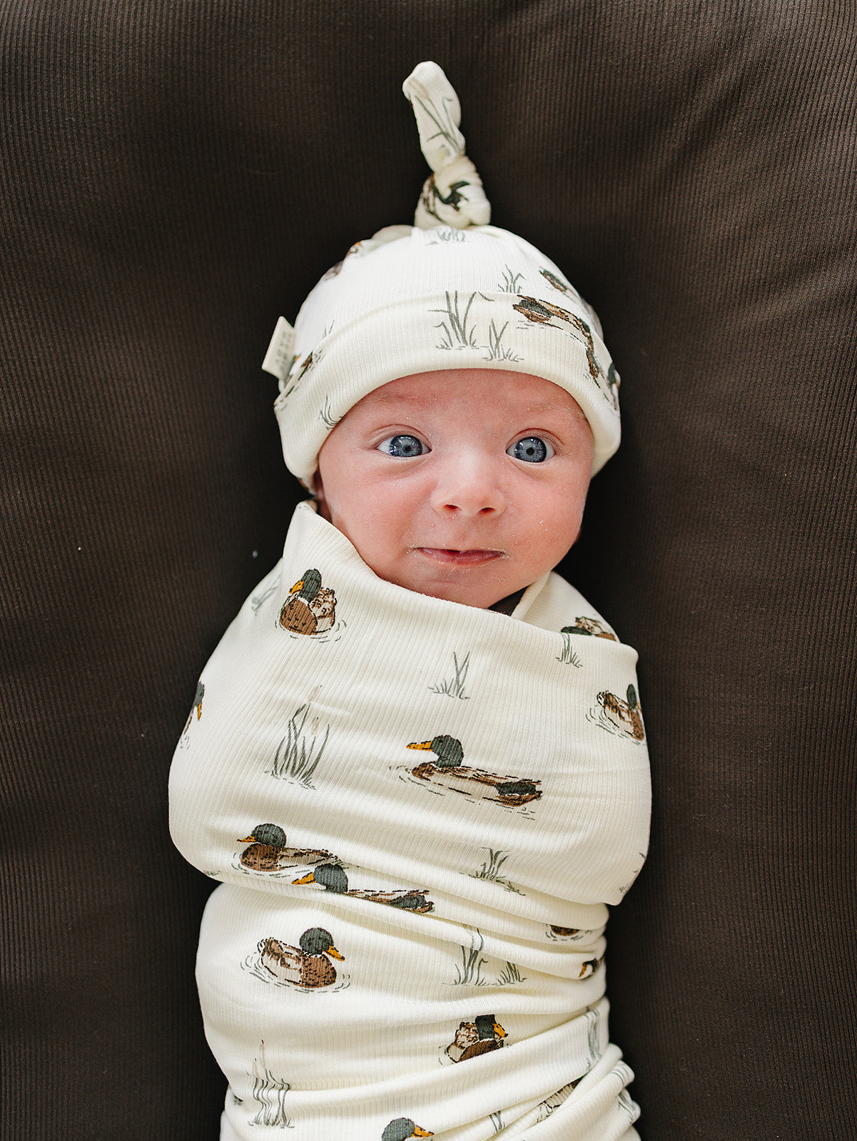 Ducks Ribbed Bamboo Newborn Knot Hat