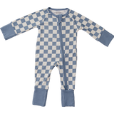 Blue Checkered Ribbed Bamboo Zipper