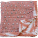 Vintage Pink Floral + Pink Stripes Muslin Quilt
