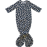 Navy Daisy Ribbed Bamboo Knot Gown