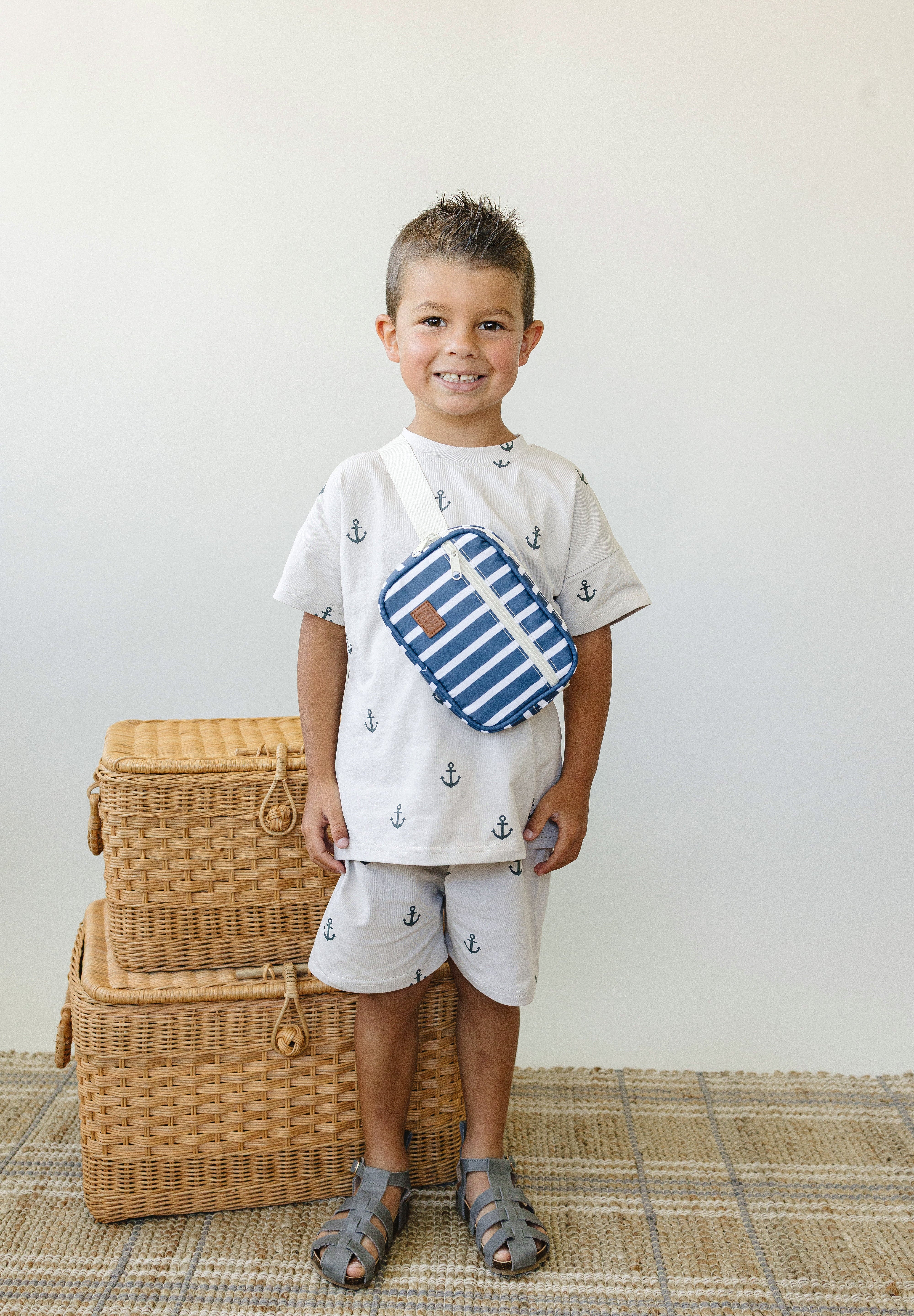 Navy Stripe Mini Fanny Pack
