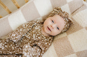 Brown Floral Ribbed Bamboo Knot Gown