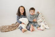 Navy Daisy Ribbed Bamboo Cozy Set