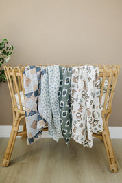 Blue Blossom Muslin Swaddle Blanket