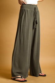 Breezy Wide-Leg Smocked Waist Pants