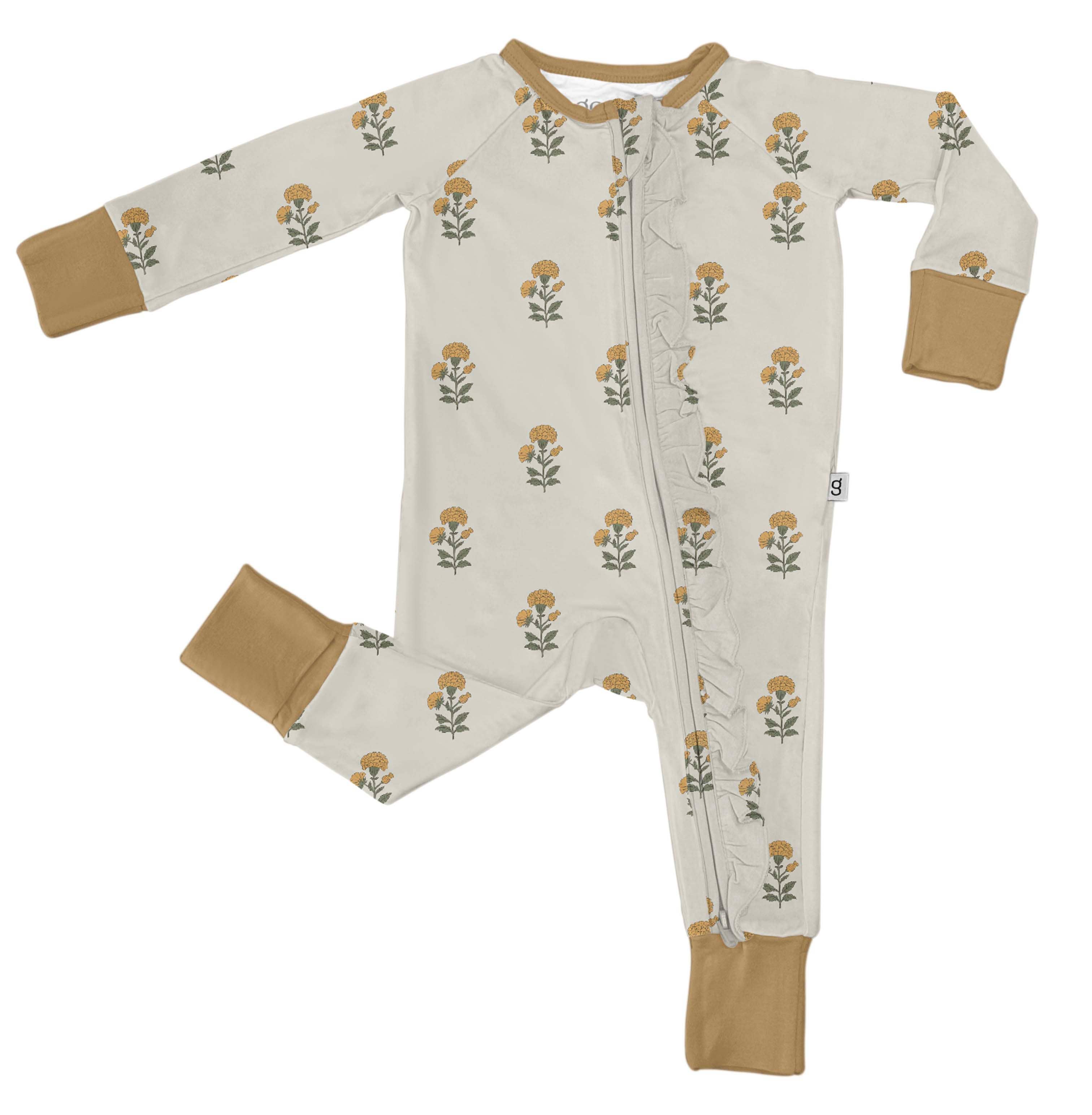 Marigold Block Print Zip Pajamas