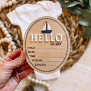 Hello World Birth Stat Sign - Sailboat