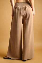 Breezy Wide-Leg Smocked Waist Pants