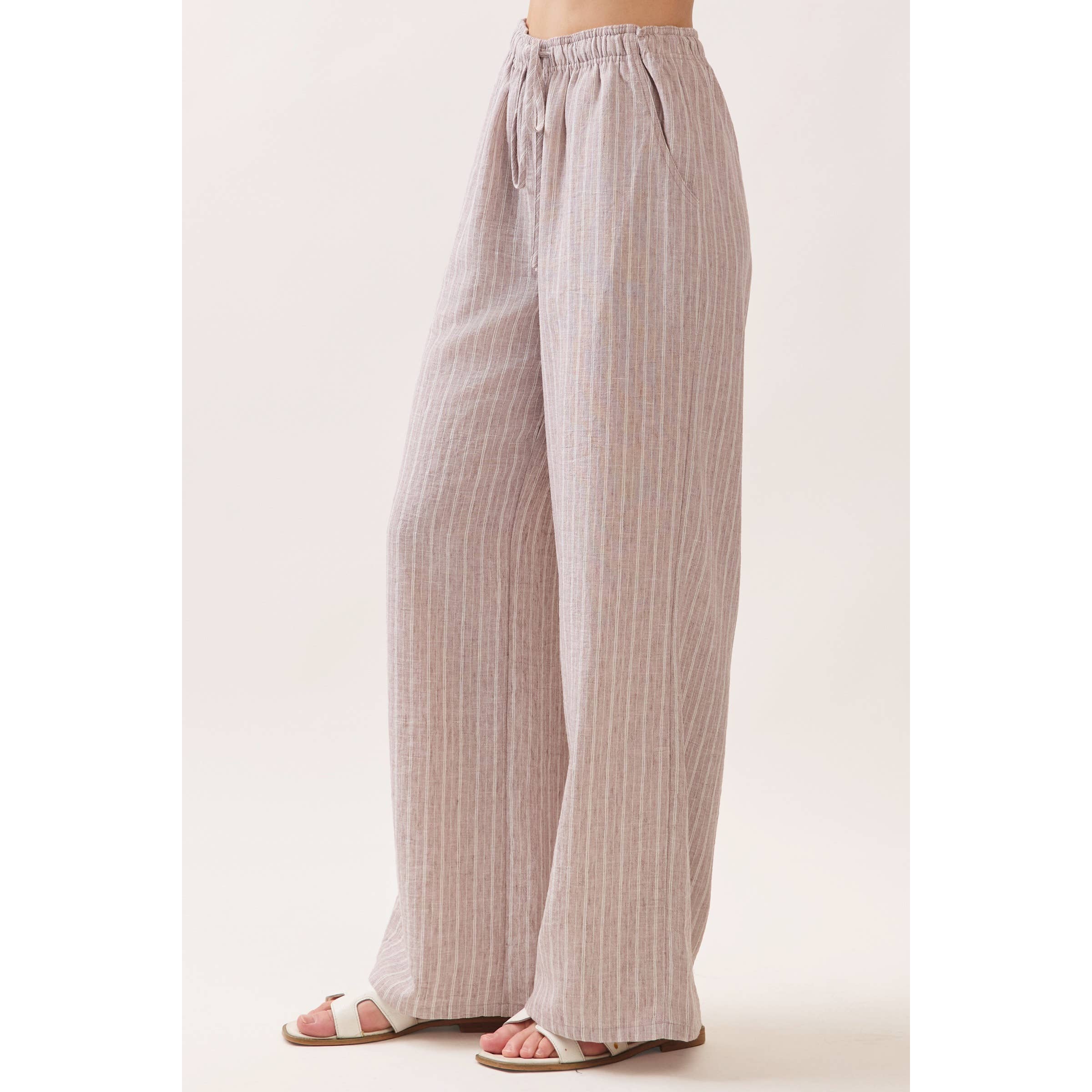 Livia Striped Tie Waist Wide Leg Pants