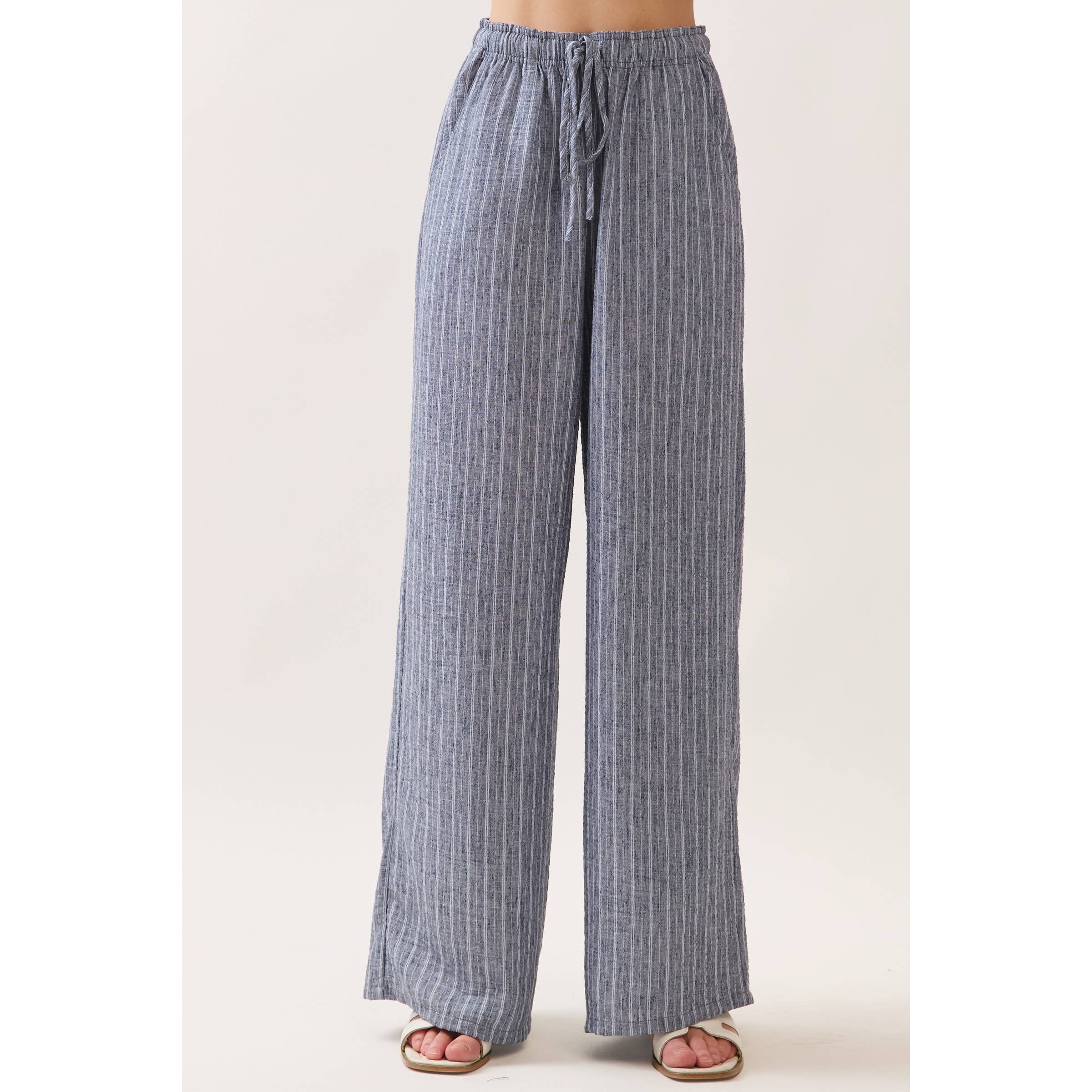 Livia Striped Tie Waist Wide Leg Pants