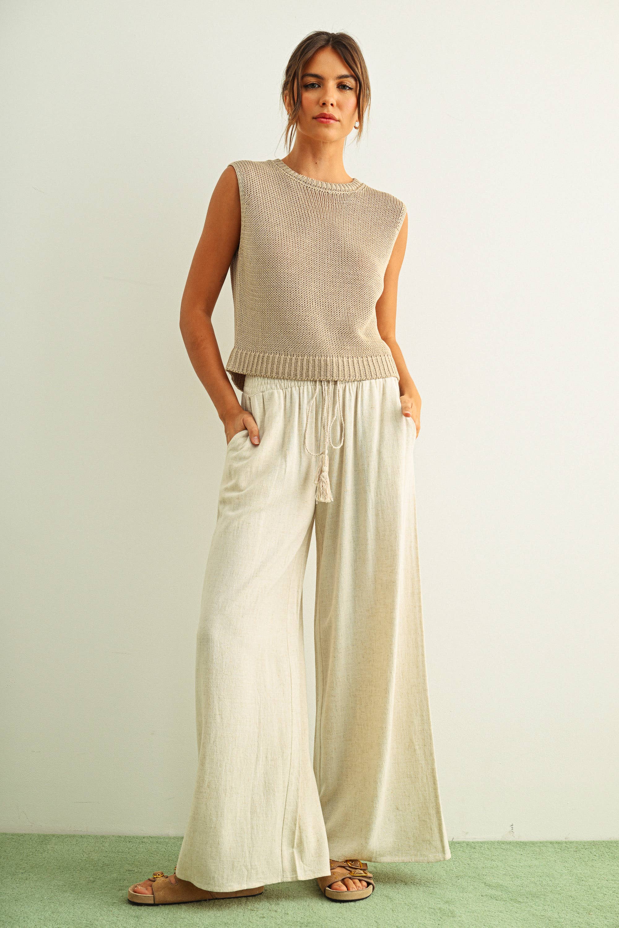 Breezy Wide-Leg Smocked Waist Pants