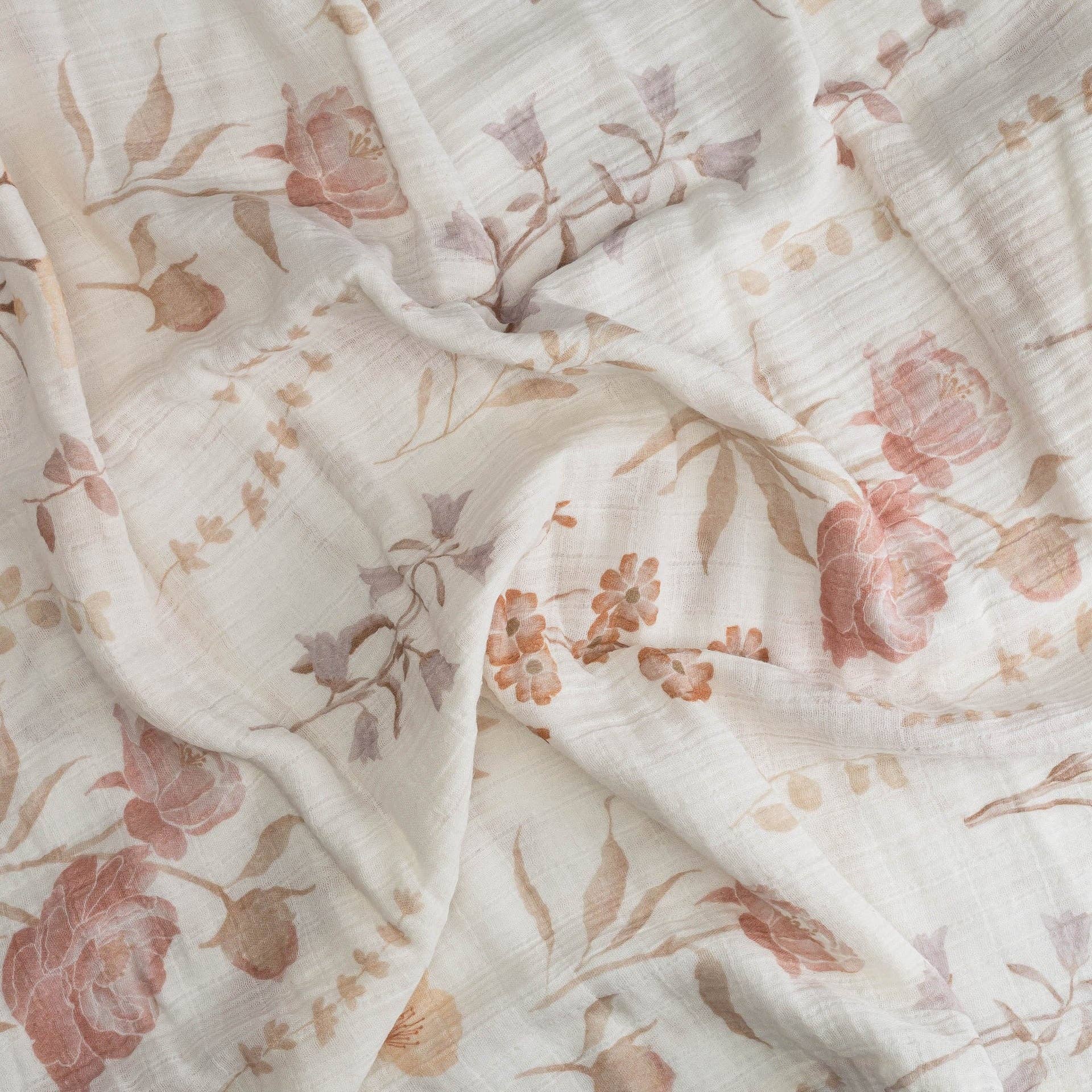 Violet Floral Muslin Swaddle Blankets