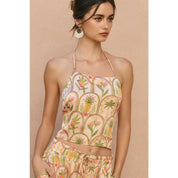 Ibiza Tropical Satin Halter Crop Top