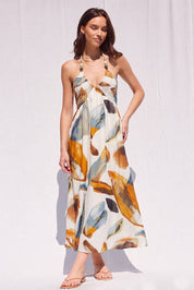Printed Halter Midi Dress