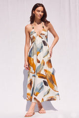 Printed Halter Midi Dress