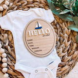 Hello World Birth Stat Sign - Sailboat