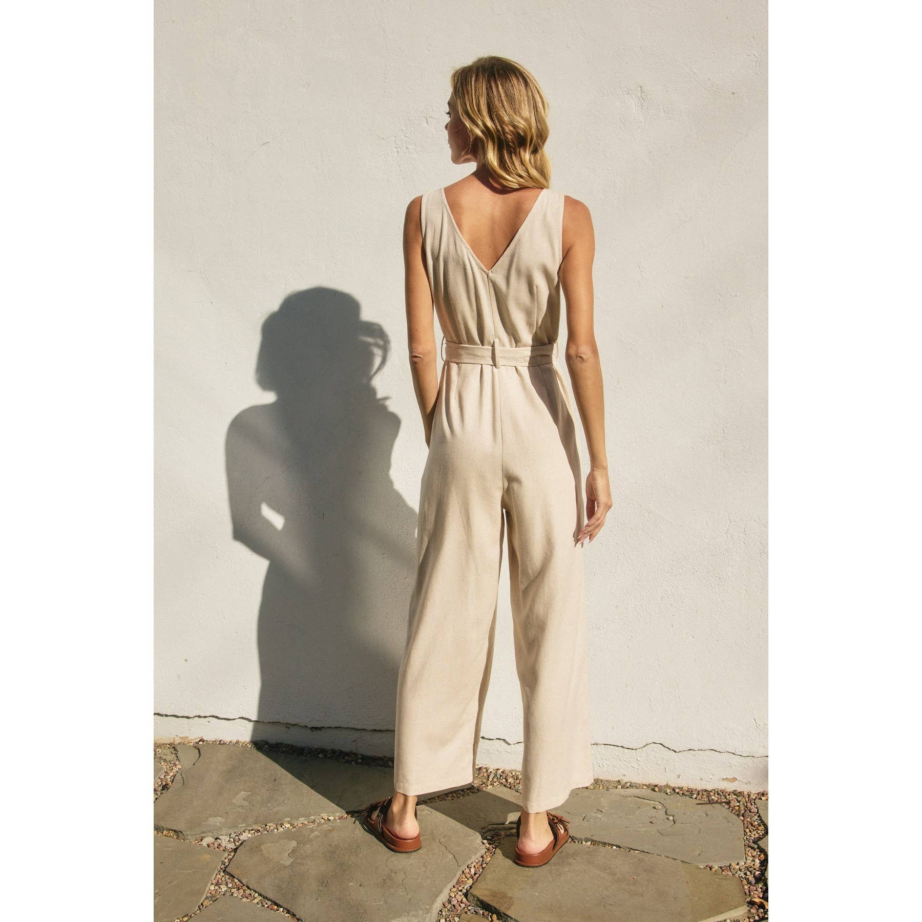 Vera Linen V-Neck Jumpsuit