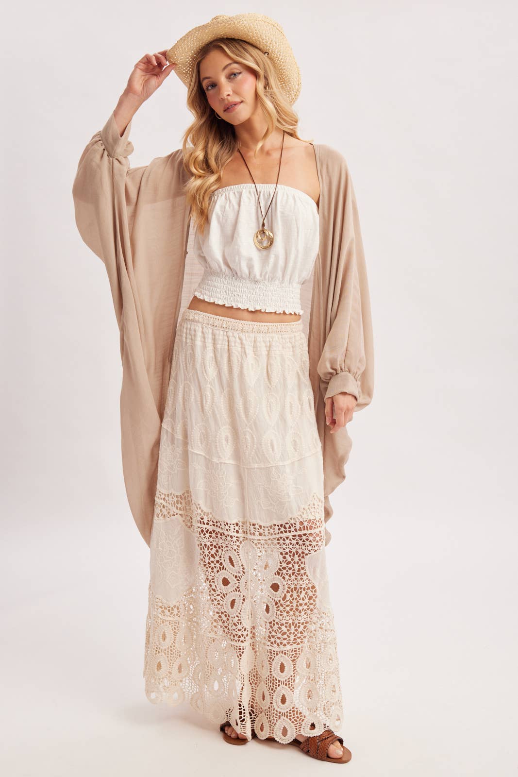 Santorini Crochet Maxi Skirt