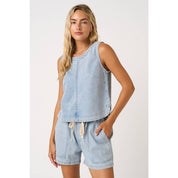 Vivi Washed Denim Seam Detail Tank