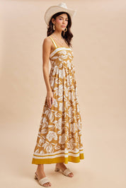 CONTRAST PIPED RESORT MAXI DRESS