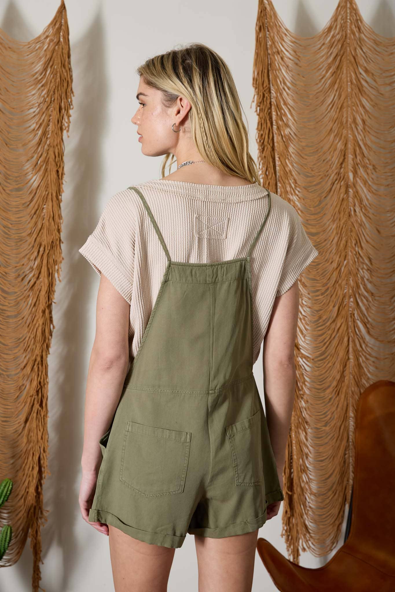 Spaghetti Tie Overall Shorts