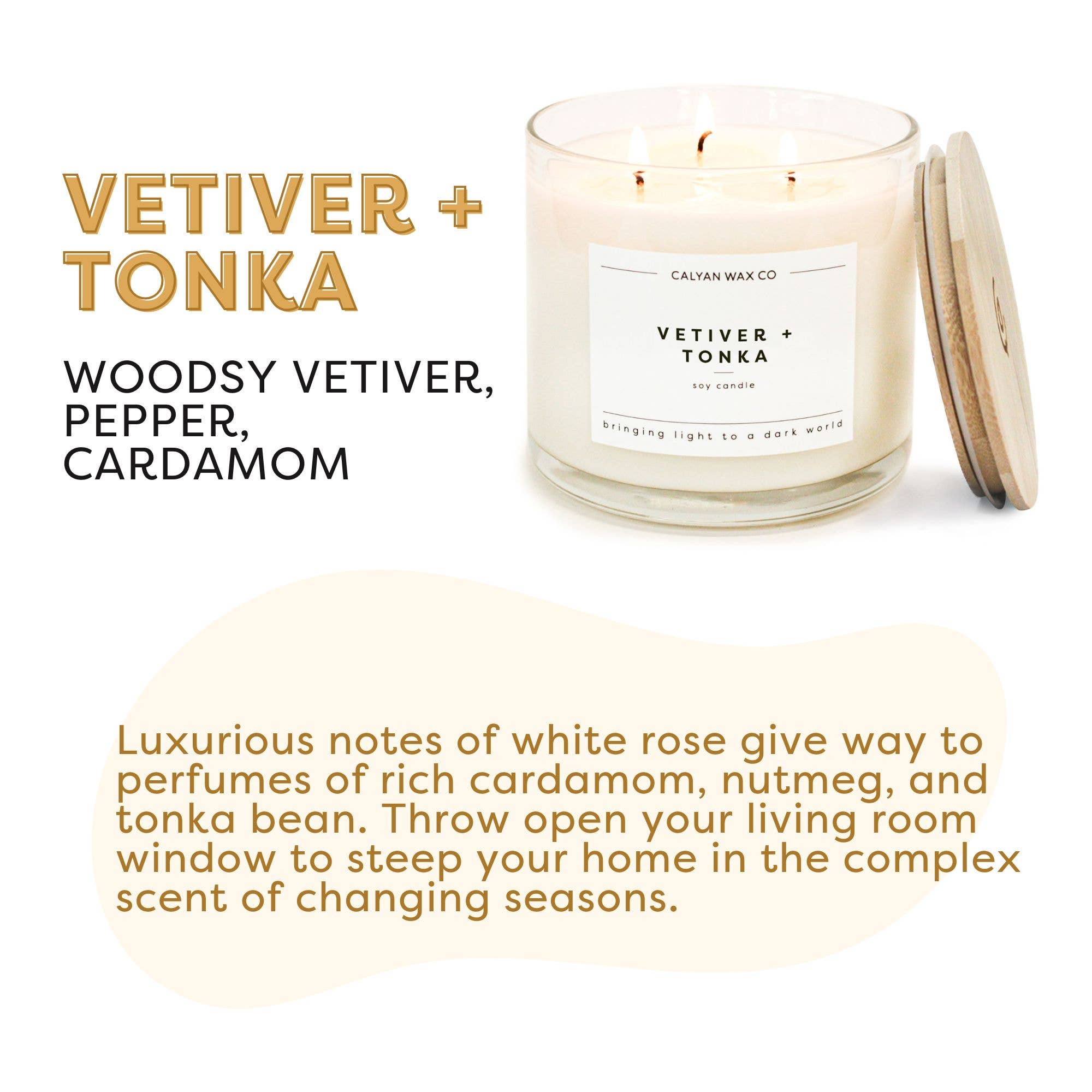 Vetiver + Tonka 3-Wick Soy Candle