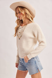 Esme Lace Back Ribbed Sweater