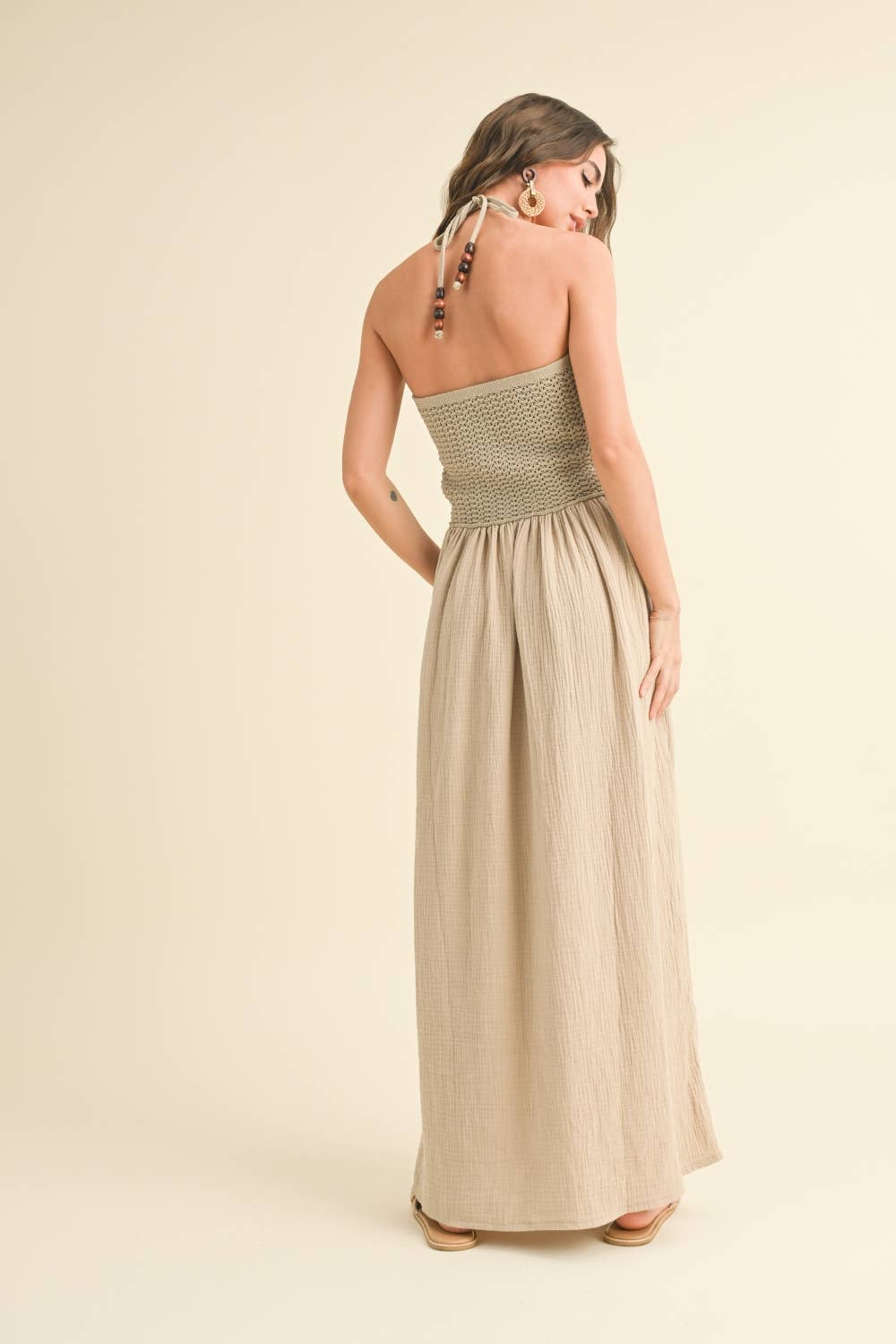 Thea Crochet Bodice Gauze Maxi Dress
