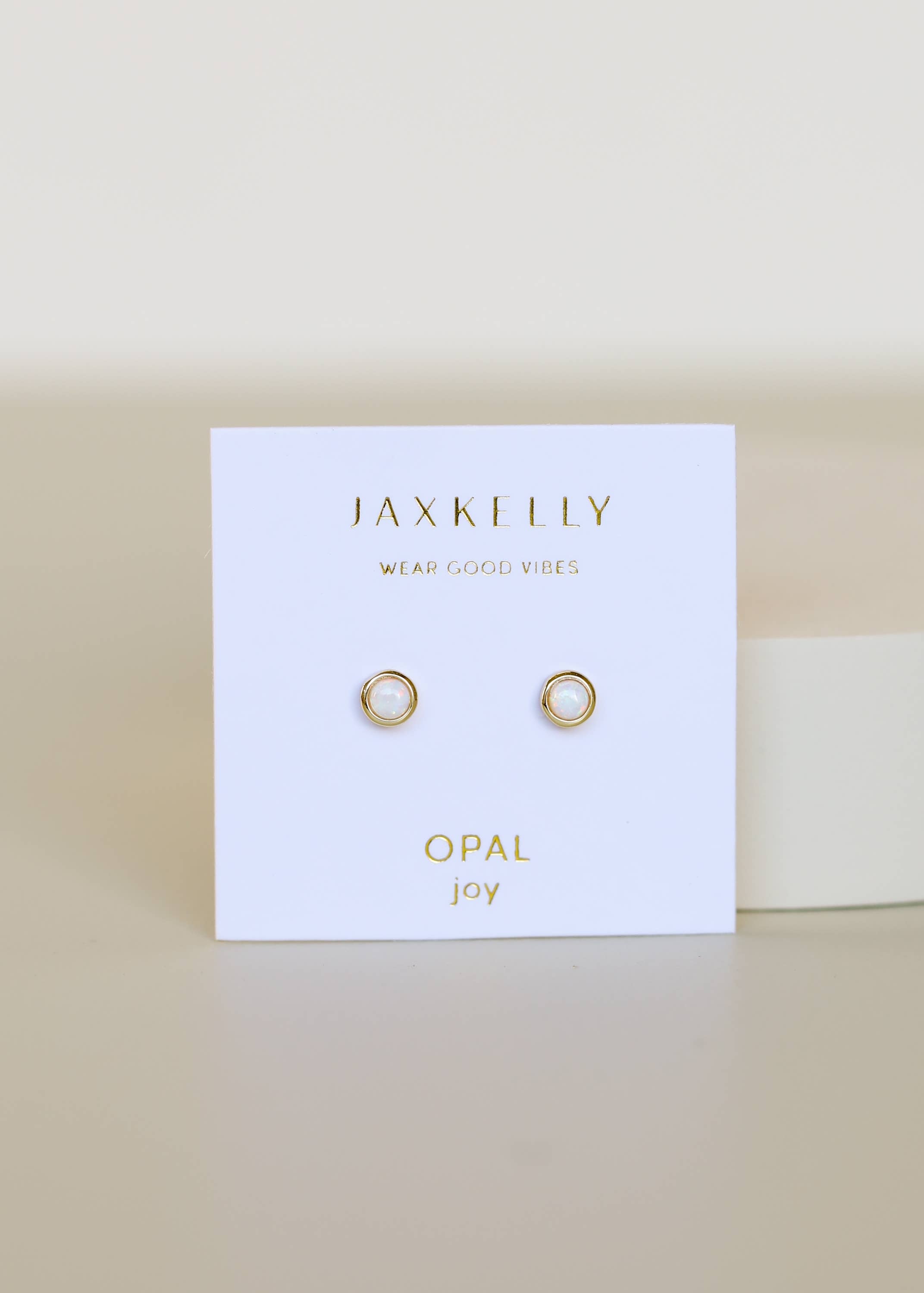 White Opal Simple Stud Earrings