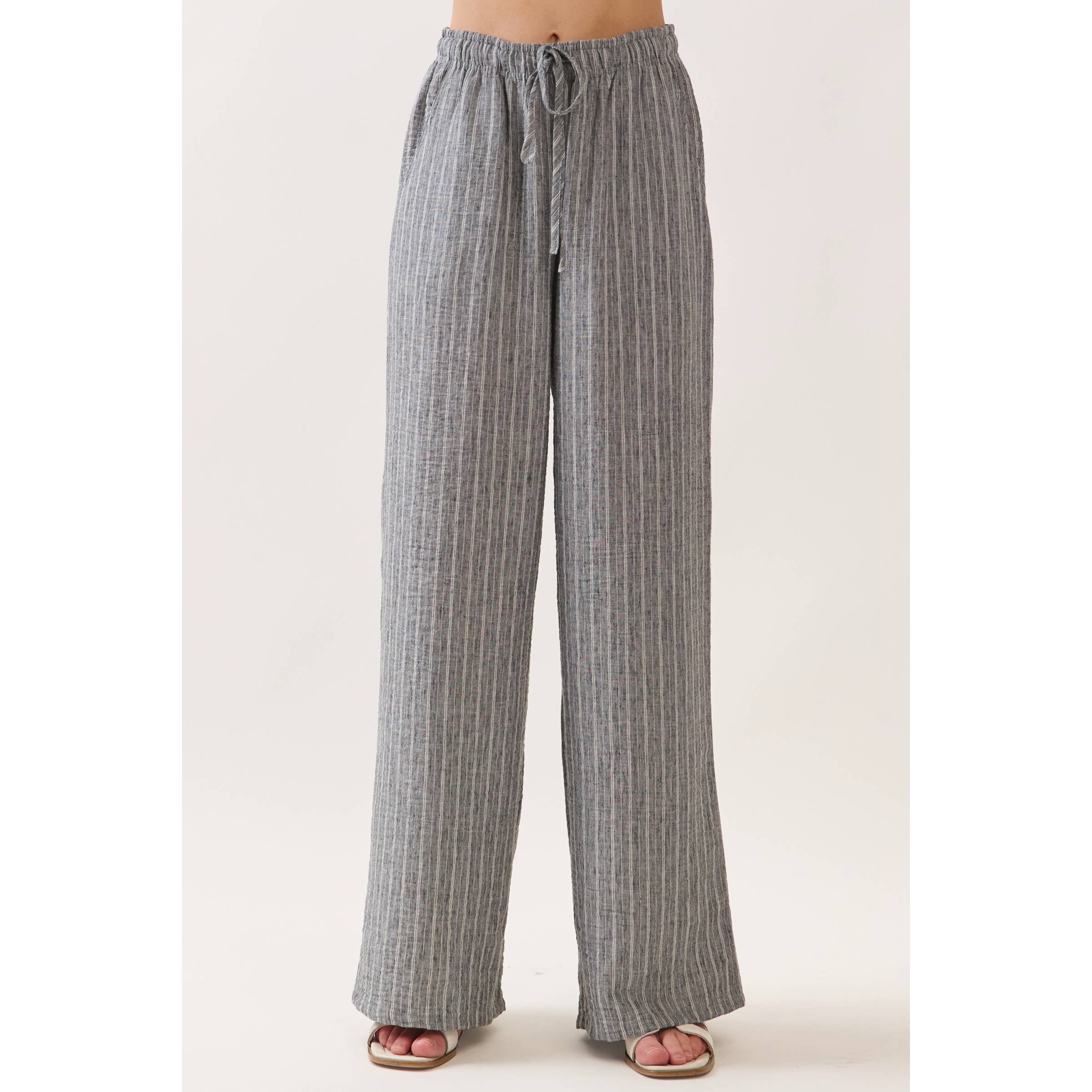 Livia Striped Tie Waist Wide Leg Pants