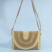 Arched Woven Straw Envelope Clutch